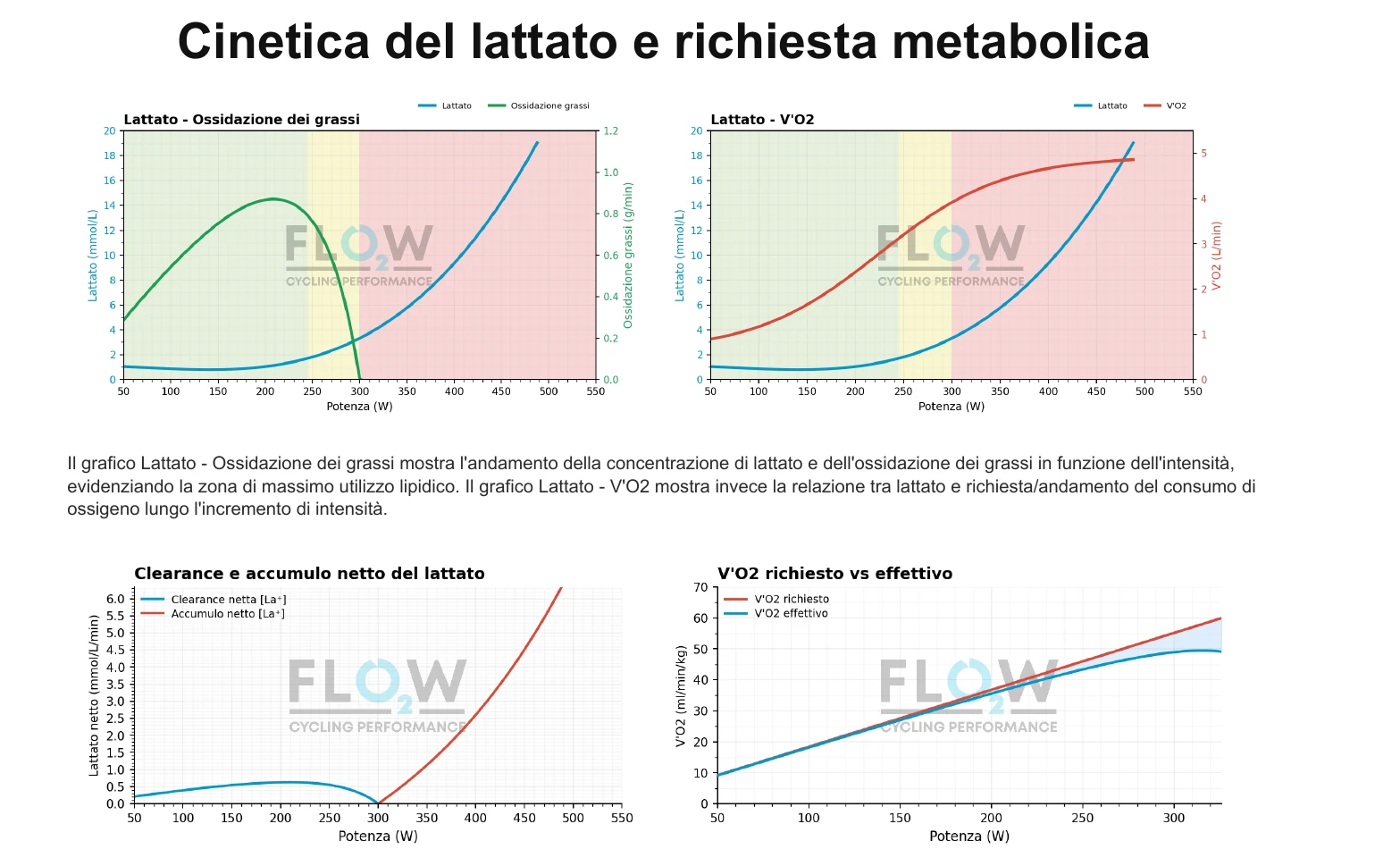 Grafici della cinetica del lattato e richiesta metabolica